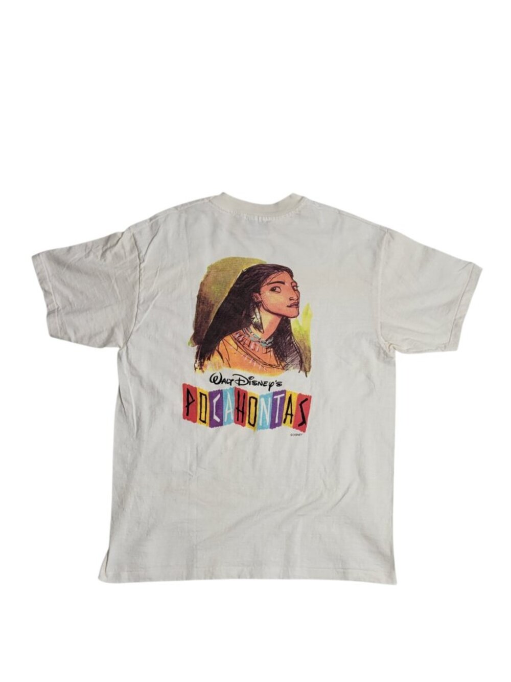 Vintage 90s Disney Pocahontas Adult Single Stitch T-Shirt Size Large in White